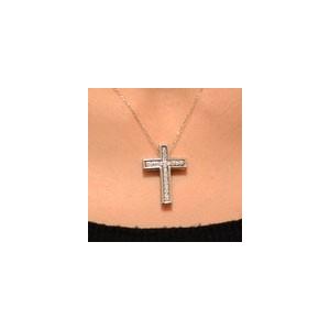 【RUGIADA】K10クロスダイヤモンドネックレス/リバーシブル メンズ クロス ネックレス 10金 ダイヤモンド ホワイトゴールド