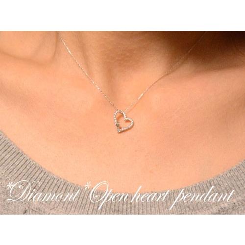 ダイヤモンド ネックレス プラチナ pt900 レディース オープンハート バラ ハート エタニティ ダイヤネックレス 0.2ct ペンダント 人気 ギフト クリスマスの画像