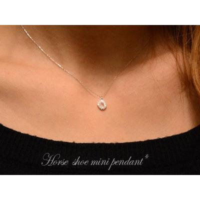 Pt900 ダイヤモンド ネックレス レディース 馬蹄 0.05ct ペンダント 