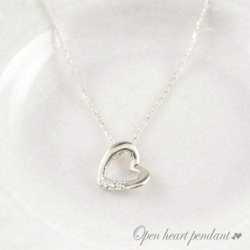 ネックレス レディース ダイヤモンド  18金  ペンダント オープンハート ハートネックレス k18 ホワイトゴールドk18 18k ダイヤネックレス 人気  クリスマス