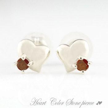 ピアス レディース 18金 ハート ガーネット ハートピアス K18 ホワイトゴールドk18 カラーストーン 18k ピアス スタッドピアス 1月誕生石  クリスマス