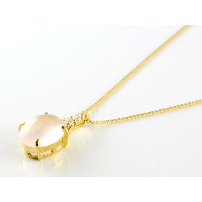 ネックレス レディース 紅水晶 k18 ダイヤモンド ローズクオーツ イエローゴールドk18 18k 18金 淡い ダイヤ 一粒ネックレス パワーストーン  クリスマスの画像