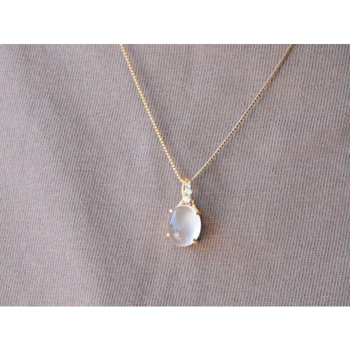 ネックレス レディース 紅水晶 k18 ダイヤモンド ローズクオーツ イエローゴールドk18 18k 18金 淡い ダイヤ 一粒ネックレス パワーストーン  クリスマスの画像