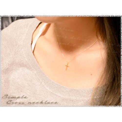 ネックレス レディース クロスネックレス 18金 k18 ホワイトゴールドk18 ペンダント クロスペンダント シンプル 地金 十字架 華奢 人気 ホワイトデーの画像