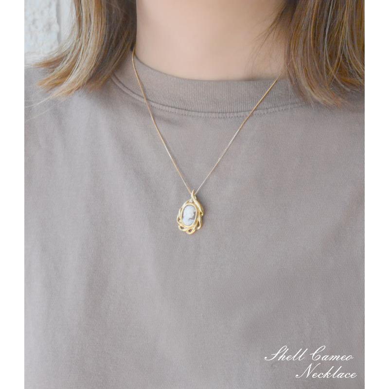 レディース ネックレス カメオ 18金 ダイヤモンド k18 イエロー  