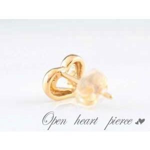 ダイヤモンド ピアス 18金 ピンクゴールドk18 オープンハート  ハートピアス k18 0.07ct 18k ダイヤピアス スタッドピアス  クリスマスの画像