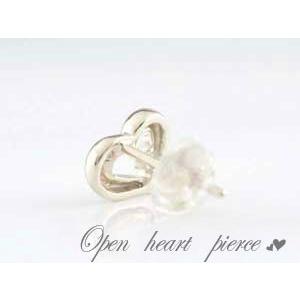 ダイヤモンド ピアス 18金 オープンハート ハートピアス k18 ホワイトゴールドk18 0.07ct 18k ダイヤピアス スタッドピアス  レディース  クリスマスの画像