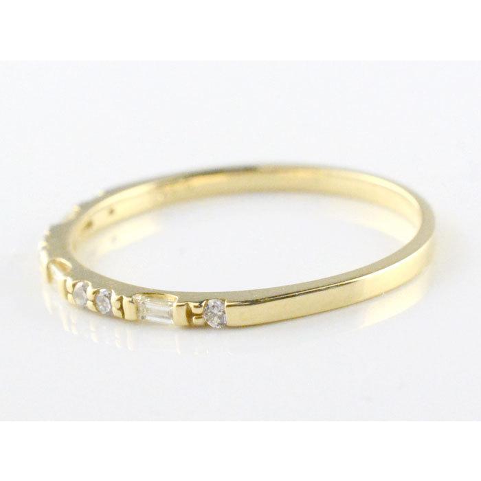 リング レディース 18金 ダイヤモンド 指輪 イエローゴールドk18 バケットカット ハーフエタニティ 18k 華奢 ダイヤモンドリング 重ねづけ シンプル ギフトの画像