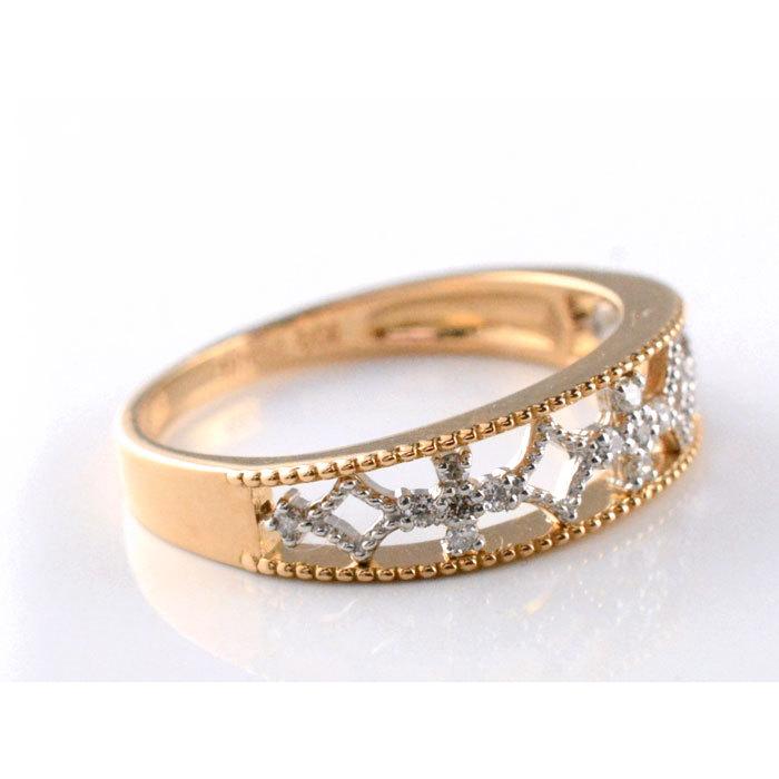 リング レディース 18金 ダイヤモンド 指輪 コンビ K18 PT900 ピンク