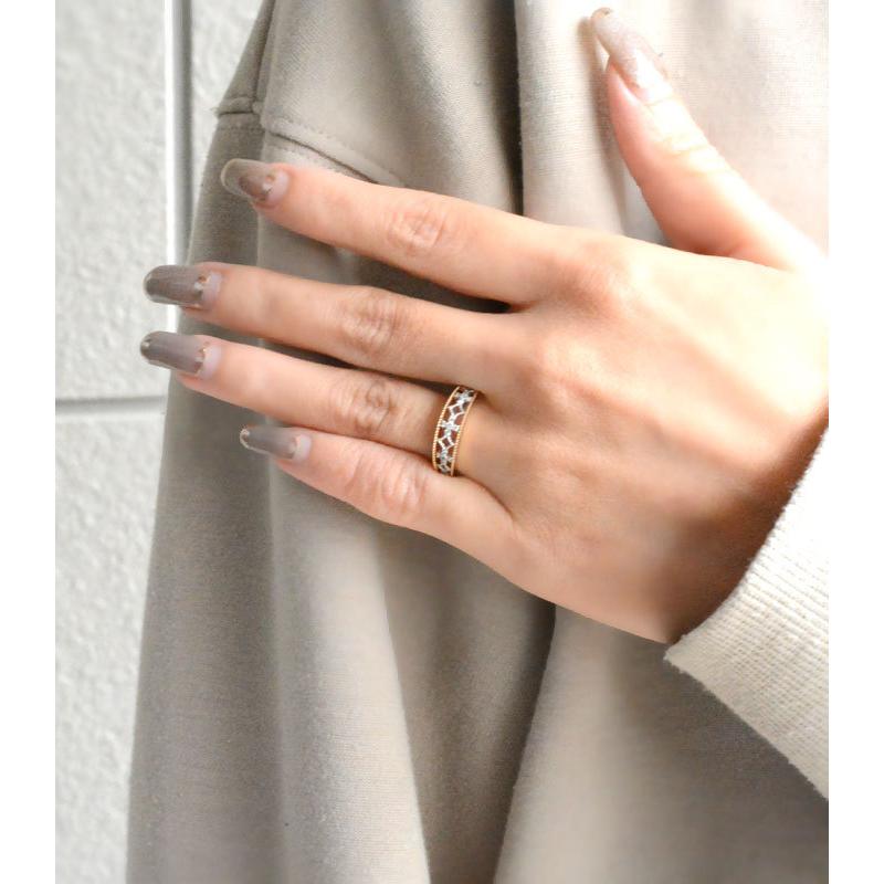 k18 PG 透かしダイアモンド入りリング