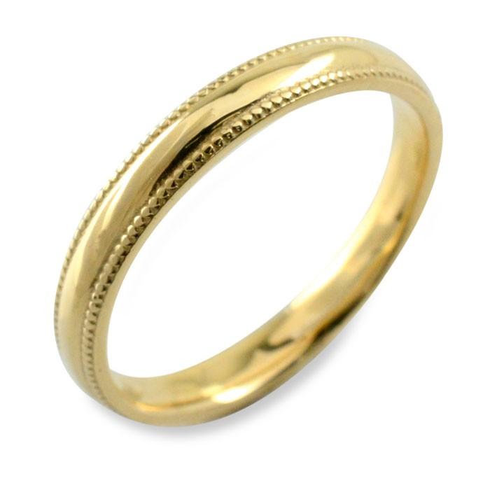 レディース リング k10 指輪 イエローゴールドk10 地金リング ミル打ち