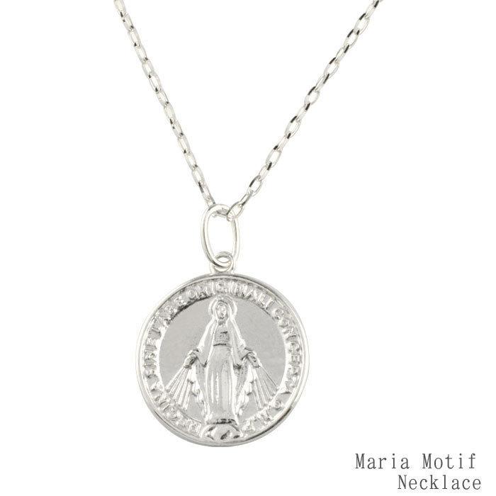メンズ ネックレス プラチナ コインタイプ マリア コインモチーフ