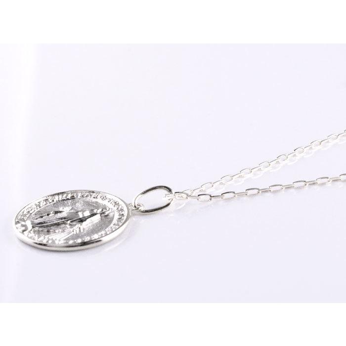 コイン ネックレス レディース k18 コインタイプ マリア コインモチーフネックレス 聖母マリア 18k 18金 ホワイトゴールドk18 シンプル 地金  ホワイトデーの画像