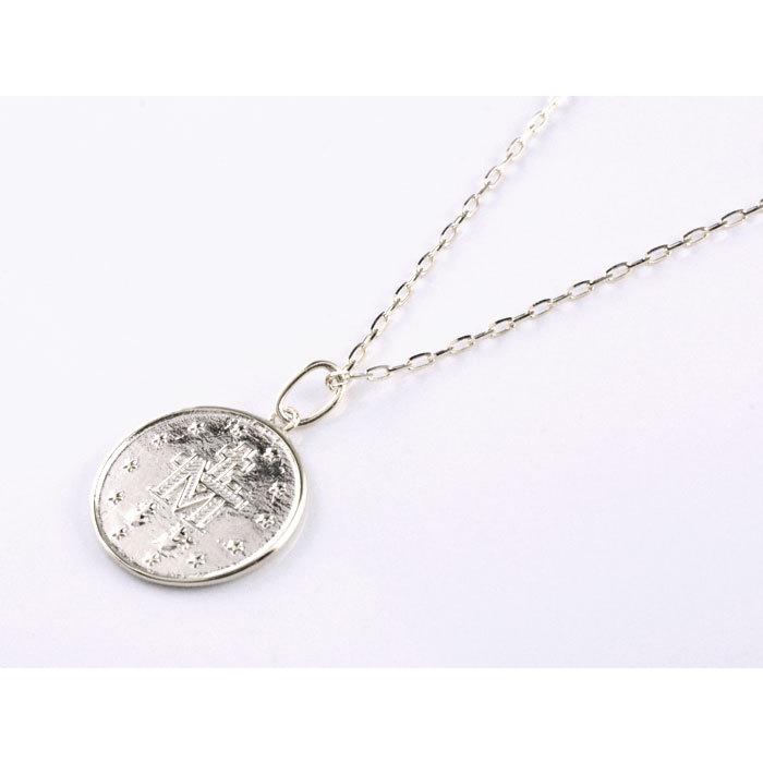 コイン ネックレス レディース k18 コインタイプ マリア コインモチーフネックレス 聖母マリア 18k 18金 ホワイトゴールドk18 シンプル 地金  ホワイトデーの画像