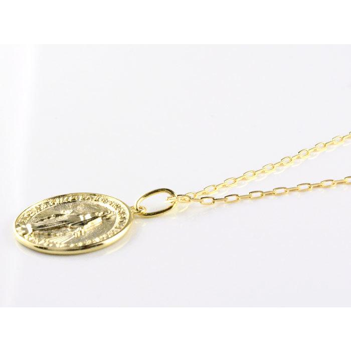 メンズ ネックレス k18 コインタイプ マリア コインモチーフ 聖母マリア 18k 18金 コイン ペンダント イエローゴールドk18 シンプル 地金  ホワイトデーの画像