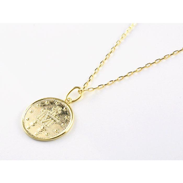 メンズ ネックレス k18 コインタイプ マリア コインモチーフ 聖母マリア 18k 18金 コイン ペンダント イエローゴールドk18 シンプル 地金  ホワイトデーの画像