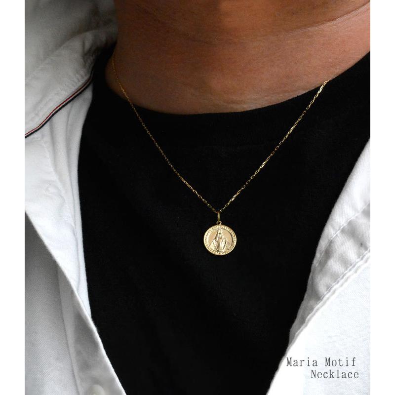 メンズ ネックレス k18 コインタイプ マリア コインモチーフ 聖母マリア 18k 18金 コイン ペンダント イエローゴールドk18 シンプル 地金  ホワイトデーの画像