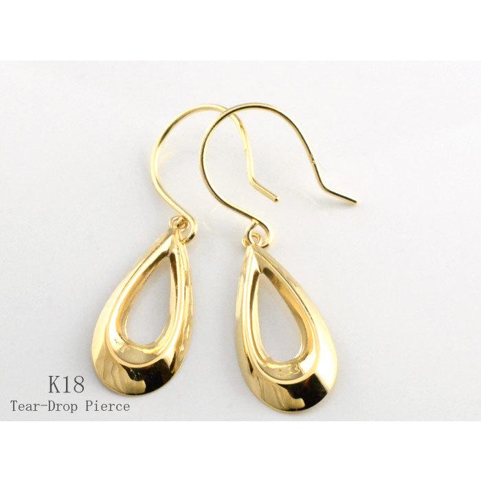 あすつく 18金 フックピアス レディース K18 しずく ペアシェイプ 揺れる 地金ピアス 18k ゴールド 華奢 両耳用 1ペア 翌日配送 ギフトの画像