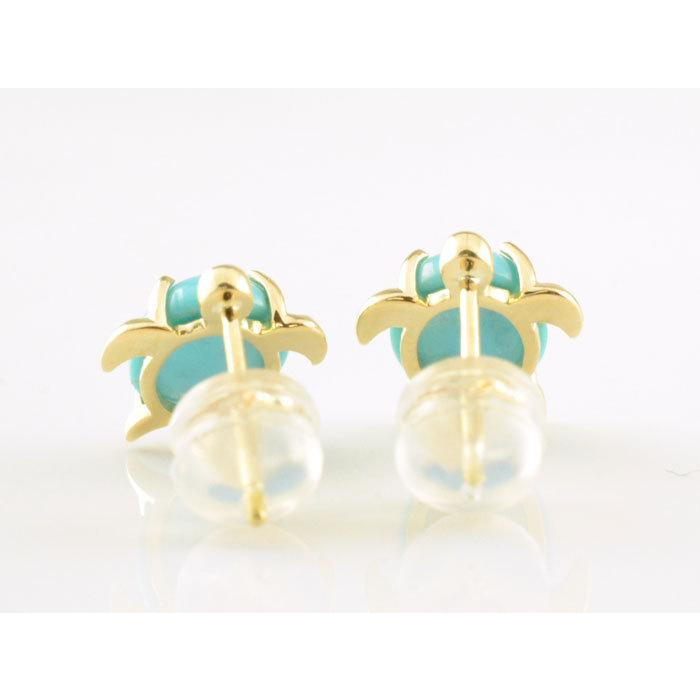 K18ターコイズ 花型スタッドピアス K18ターコイズ 花型スタッドピアス