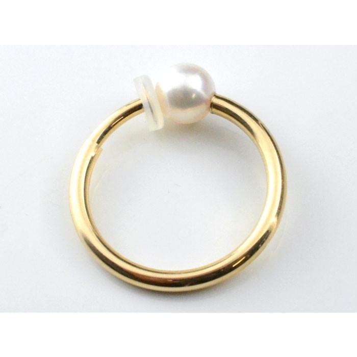 イヤリング レディース 18金 フープ パール K18 イエローゴールド 18k 地金 フープイヤリング 2×25mm シンプル 上品 ジュエリー ギフト プレゼントの画像