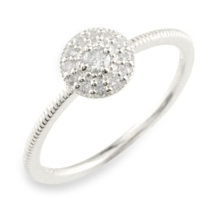 いいスタイル K18 ホワイトサファイア x ダイヤ0.05ct リング 鑑別書付