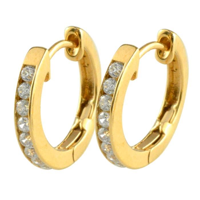 18金 フープピアス レディース ダイヤモンド ピアス シンプル イエロー  