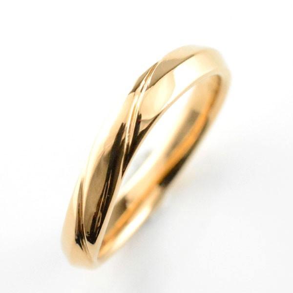 18金 指輪 メンズ リング シンプル ピンクゴールドk18 k18 結婚指輪 ライン エンゲージリング 甲丸 18k 3mm 父の日プレゼント クリスマス