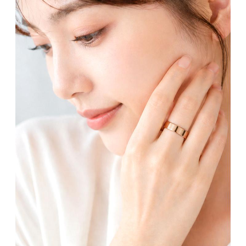 リング レディース 18金 K18 ピンクゴールド 指輪 平打ち 6mm 幅広 ストレート 地金リング シンプル 結婚指輪 ブライダル 重ね付け プレゼント ギフト_3