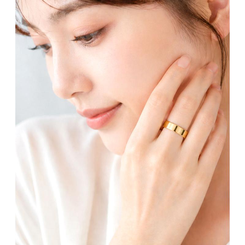 K18 リング レディース 18金 イエローゴールド 指輪 平打ち 6mm 幅広 ストレート 地金リング シンプル 結婚指輪 ブライダル 重ね付け プレゼント ギフト_3