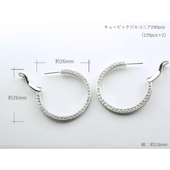 ピアス レディース フープピアス シルバー キュービックジルコニア sv925 ワンタッチ式 サークル エタニティ クリスマスの画像