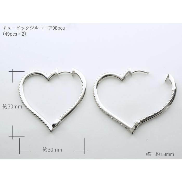 シルバー ピアス レディース ハートモチーフ フープピアス