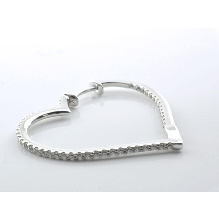 ピアス レディース 18金 フープピアス ダイヤモンド ホワイト