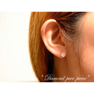 ピアス K18 18金 ダイヤモンド 0.32ct パヴェ スタッドピアス レディース クラシカル アンティーク ゴールド ダイヤピアスの画像