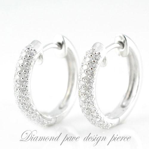 ピアス プラチナ レディース ダイヤモンド パヴェ ダイヤフープピアス