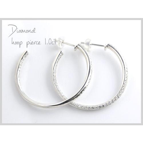 ピアス レディース プラチナ ダイヤモンド 1.0ct ダイヤフープピアス