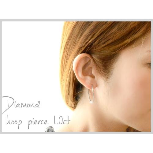 ピアス レディース プラチナ ダイヤモンド 1.0ct ダイヤフープピアス