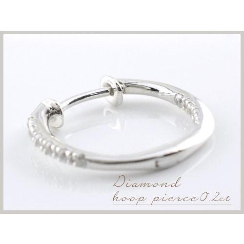 ピアス 18金 レディース k18 0.2ct ダイヤモンド ダイプピアス フープピアス 18k フープ エタニティ スキンジュエリー 中折れ  クリスマスの画像