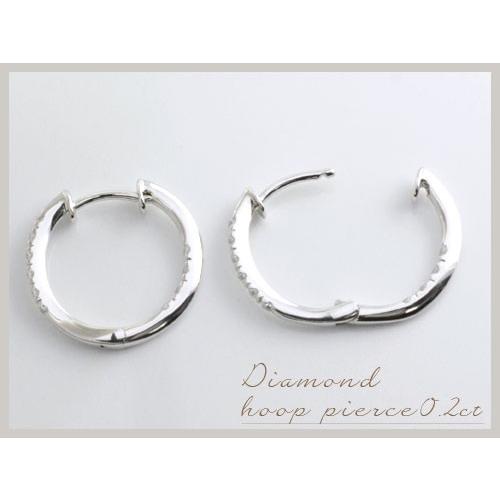ピアス 18金 レディース k18 0.2ct ダイヤモンド ダイプピアス フープピアス 18k フープ エタニティ スキンジュエリー 中折れ  クリスマスの画像