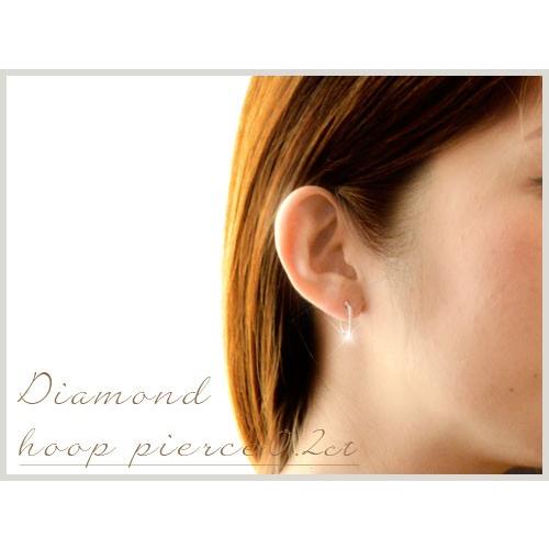ピアス 18金 レディース k18 0.2ct ダイヤモンド ダイプピアス フープピアス 18k フープ エタニティ スキンジュエリー 中折れ  クリスマスの画像