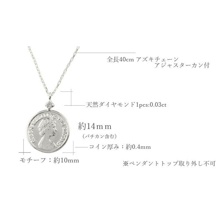 ネックレス コイン プラチナ あすつく コインタイプ エリザベス ダイヤ コインモチーフ レディース 薄型 小さめ pt900 シンプル 地金 華奢  クリスマス｜ciero｜08