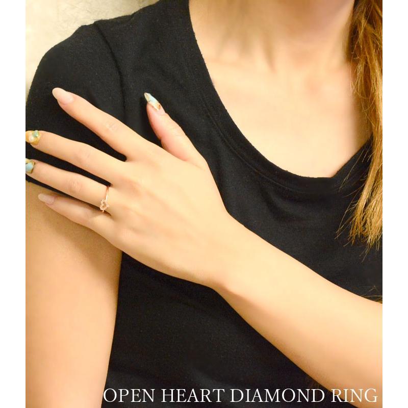 18金 指輪 リング レディース ダイヤモンドリング ハートリング