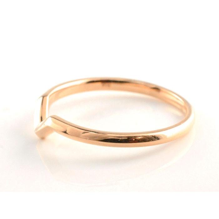 18金 レディース リング 指輪 ピンキーリング シンプル V字 18k ピンクゴールドk18 ring 華奢 重ねづけ 地金リング ファッションリング おしゃれ  クリスマスの画像