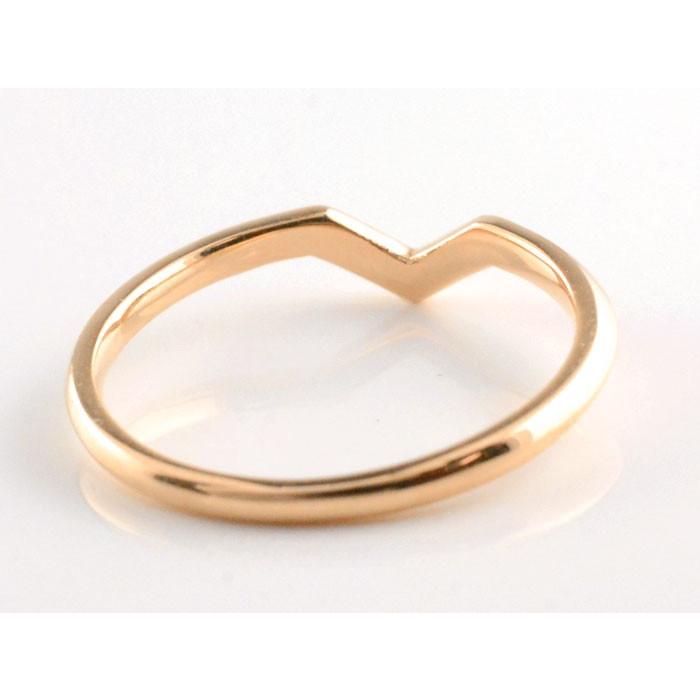18金 レディース リング 指輪 ピンキーリング シンプル V字 18k ピンクゴールドk18 ring 華奢 重ねづけ 地金リング ファッションリング おしゃれ  クリスマスの画像