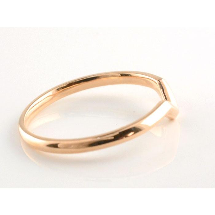 18金 レディース リング 指輪 ピンキーリング シンプル V字 18k ピンクゴールドk18 ring 華奢 重ねづけ 地金リング ファッションリング おしゃれ  クリスマスの画像