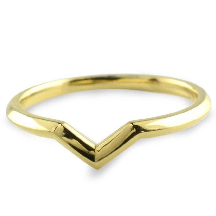 18金 レディース リング 指輪 ピンキーリング シンプル V字 18k イエローゴールドk18 華奢 重ねづけ 地金リング ファッションリング おしゃれ  クリスマス