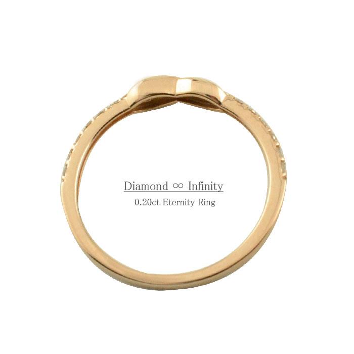 k18 指輪 ダイヤ リング 18金 18k エタニティ インフィニティ シンプル ピンクゴールドk18 0.20ct 永遠 無限 ピンキーリング レディース 華奢 重ねづけの画像