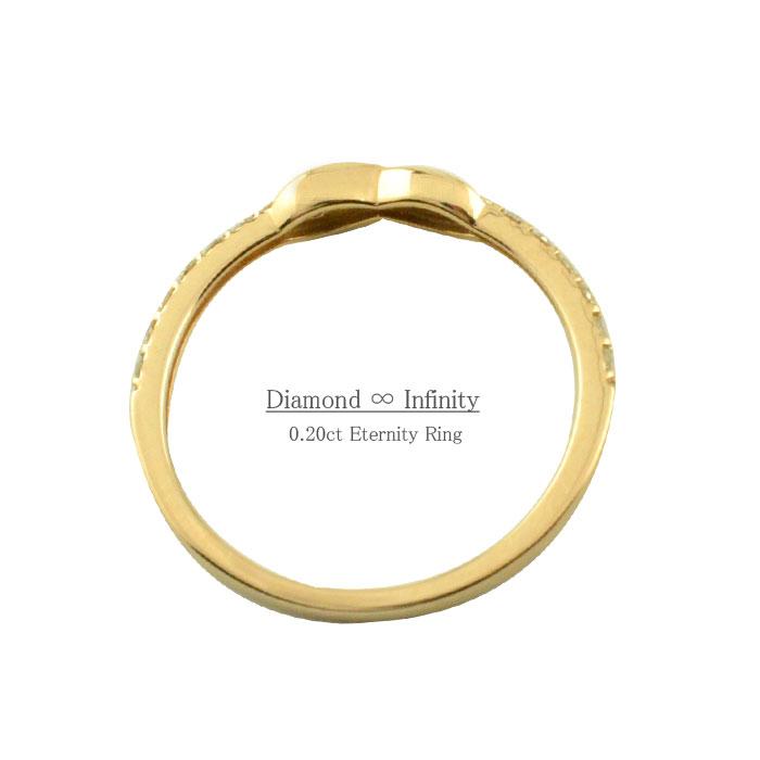 k18 指輪 ダイヤ リング 18金 18k エタニティ インフィニティ シンプル イエローゴールドk18 0.20ct 永遠 無限 ピンキーリング レディース 華奢 重ねづけの画像