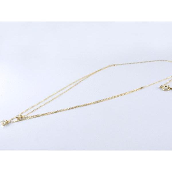 ネックレス レディース  ダイヤモンド 18金 ゴールド イエローゴールドk18 華奢 k18 18K 重ねづけ チャーム 2連  人気  クリスマスの画像