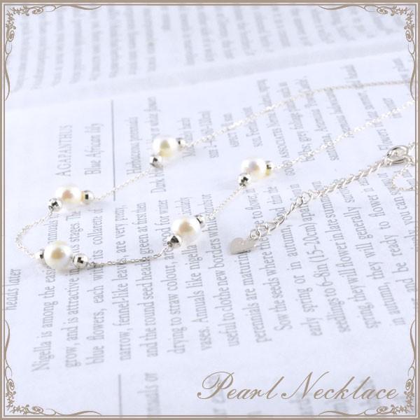 ネックレス レディース パール 10金 真珠 ホワイトゴールド 華奢 k10 10K 淡水パール ステーション スライド 人気 クリスマス