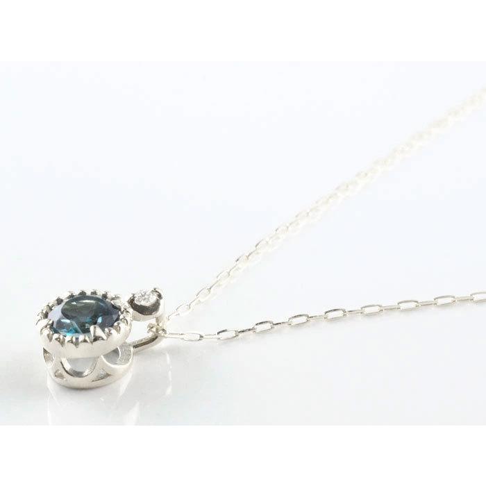 ネックレス レディース 18金 ロンドンブルートパーズ ダイヤモンド K18 ホワイトゴールド 18k 大粒 一粒ネックレス 人気 ジュエリー プレゼント ホワイトデーの画像
